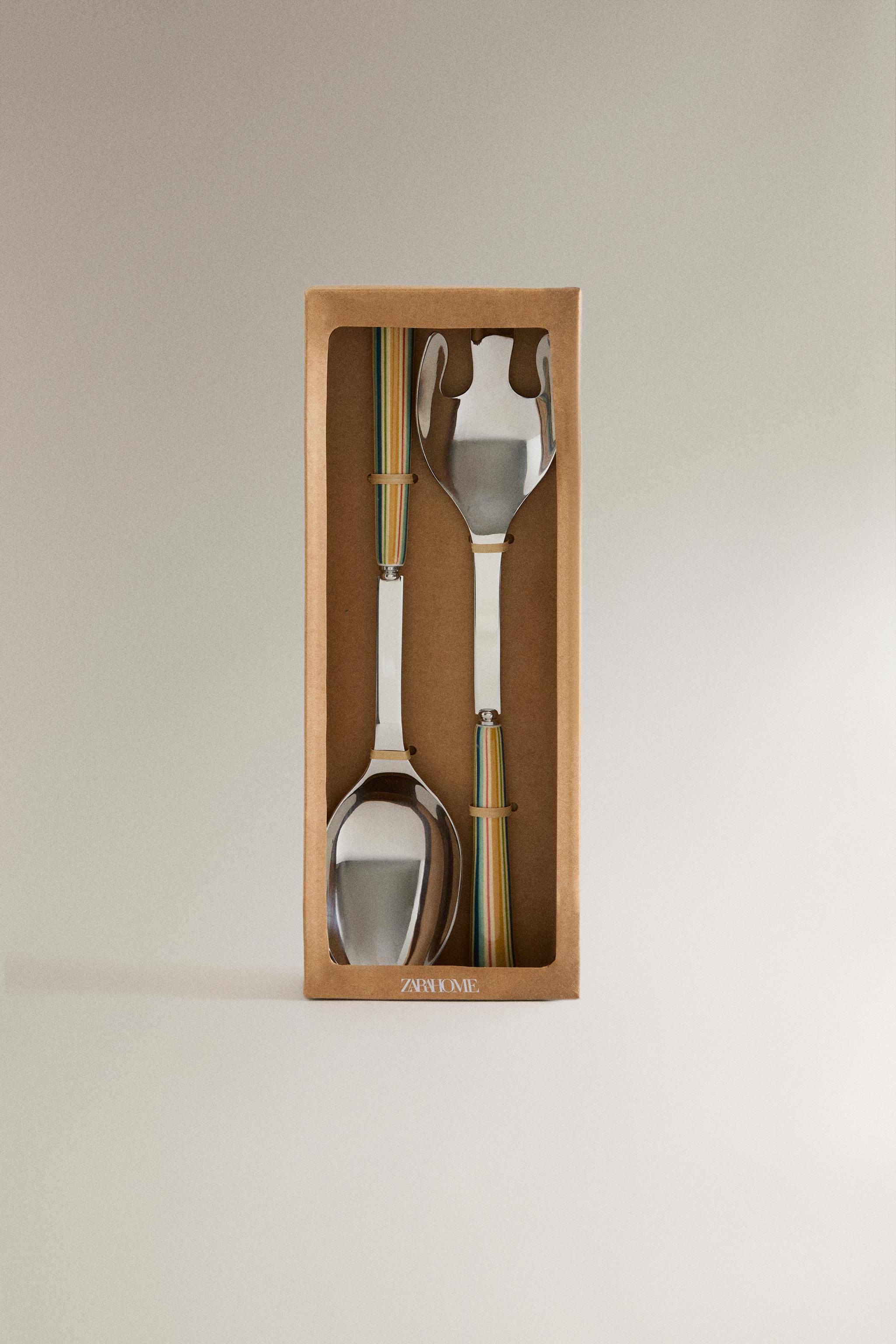 ENSEMBLE COUVERTS SALADE MANCHE CÉRAMIQUE (LOT DE 2)